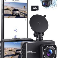 M79 Dash Cam, Dashcam Front and Rear Cameras, 4K/2.5K Full HD Dash Camera for Cars, Included 32GB Card, 179°+168° Wide Angle, Night Vision, 24H Parkin