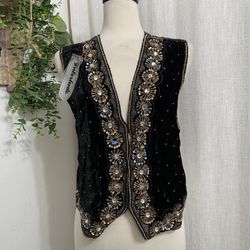 Vintage Interlude Beaded Velvet Vest 