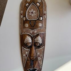 Handcrafted Tribal Wooden Mask – Unique Boho Wall Decor