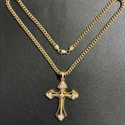 Stainless Steel Cross Pendant With Chain 
