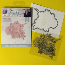 Beautiful Unicorn & Flowers Large Stamp & Die Cut