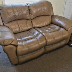 Matching Recliner And Couch Genuine Leather Excellent Condition
