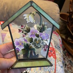 Birdhouse Stained Glass Votive Candle Holder