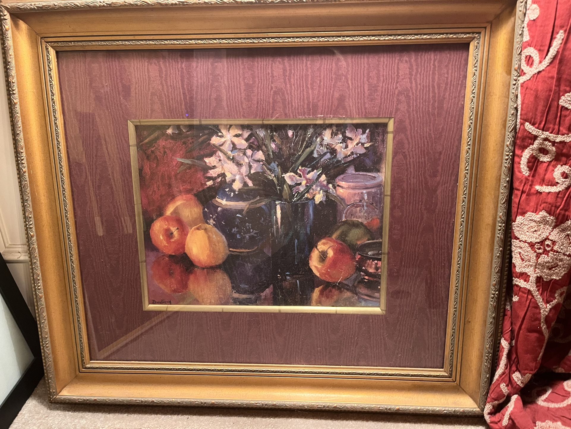Gold Framed print Fruit and Flowers