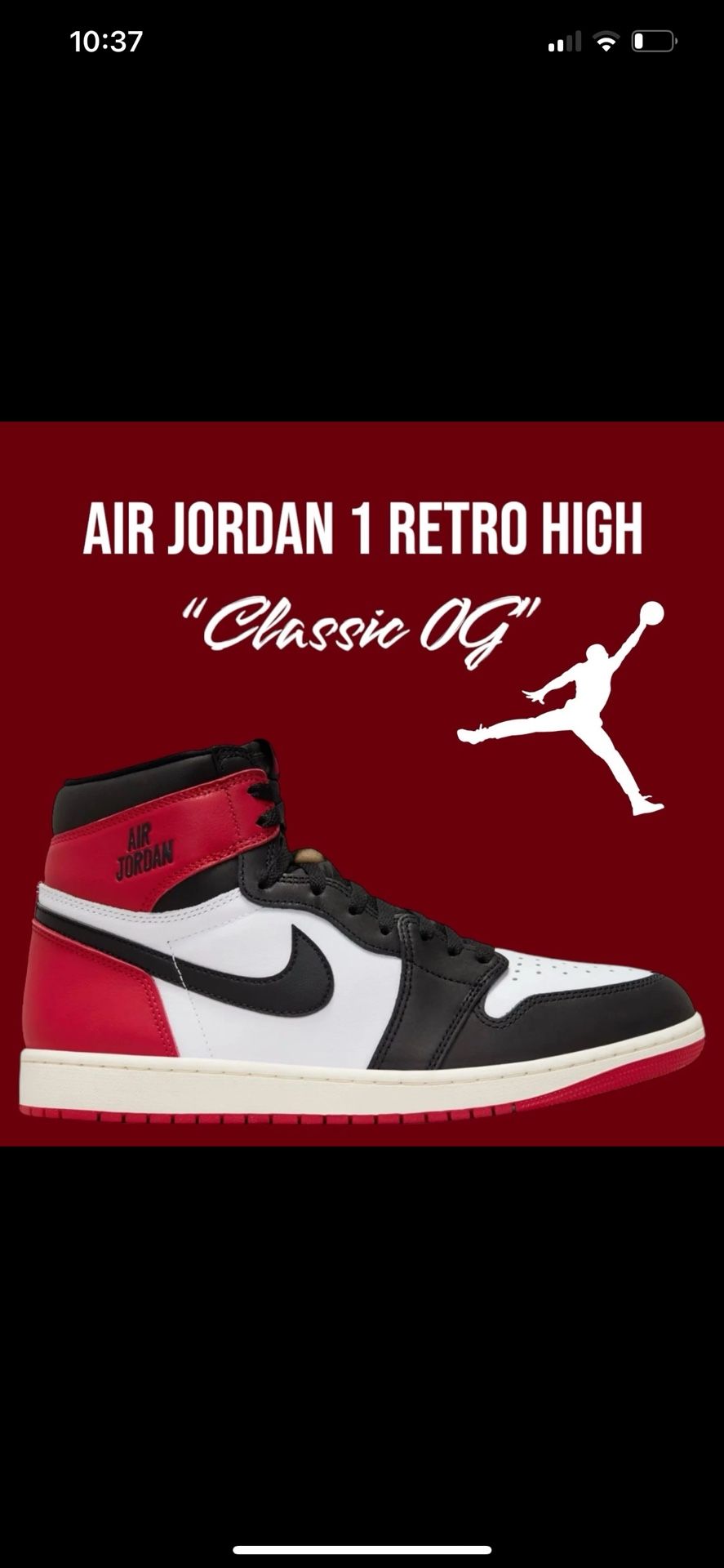 Nike Air Jordan Retro High OG Black Toe Reimagined Mens New Size 12