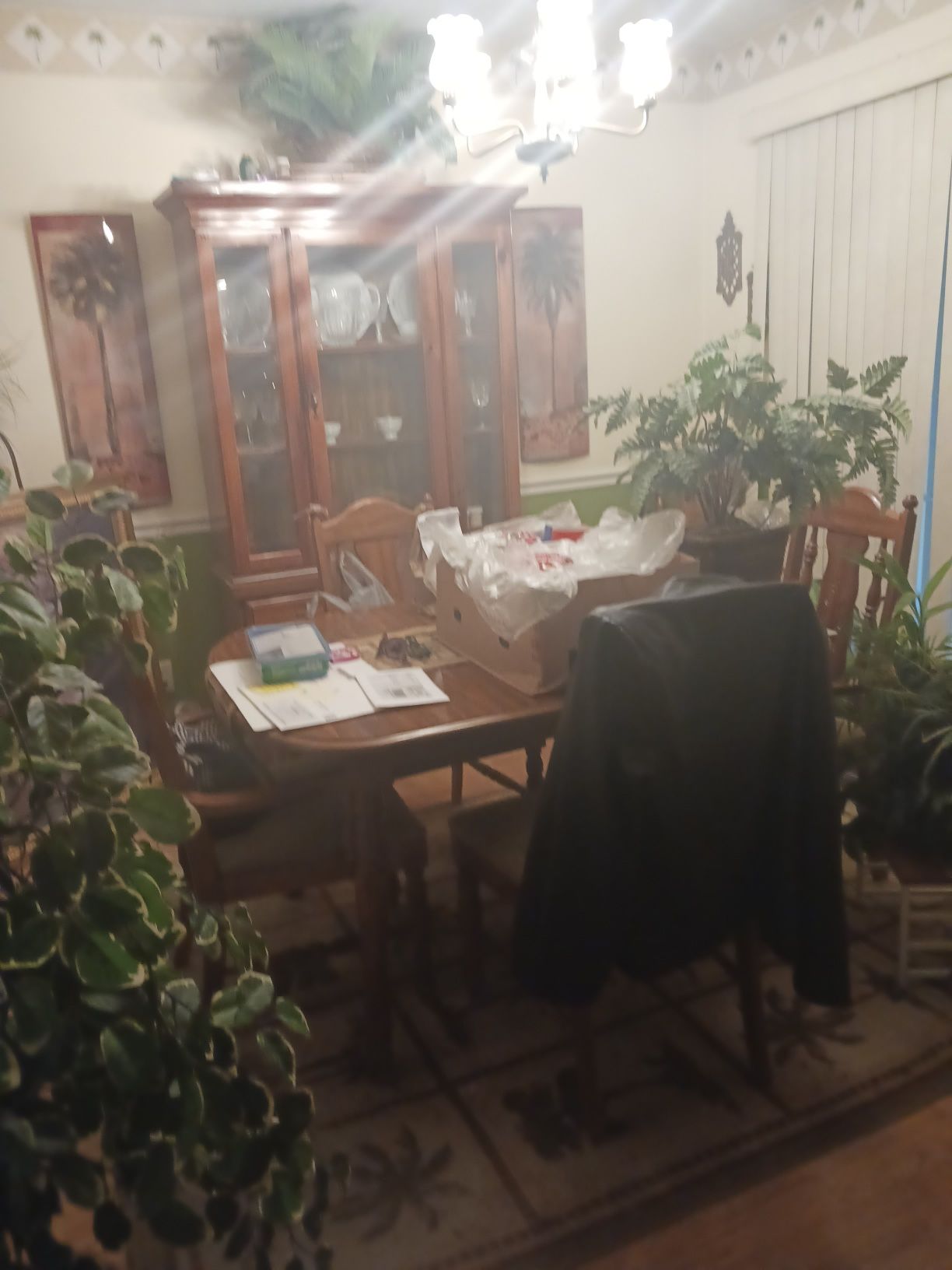 Dining Room Set - Table, Extender, 6 Chairs, And China Cabinet