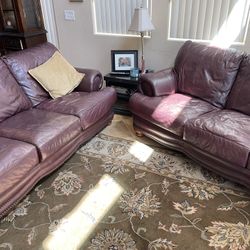 Genuine Leather Couches Pet Free Home!! $220 OBO