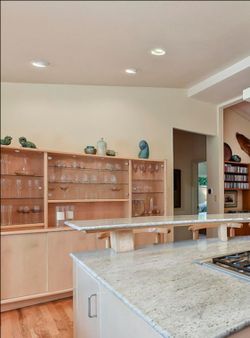 Danish Solid Beech Wood Lighted Breakfront / Display Cabinet Listing