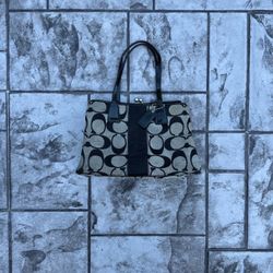 VTG Coach Stripe Carryall Framed Kisslock Shoulder Bag
