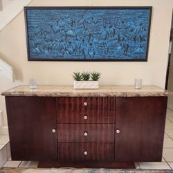 SOLID WOOD WITH GRANITE TOP BUFFET ENTERTAINMENT CENTER TV STAND ENTRY TABLE DELIVERY AVAILABLE
