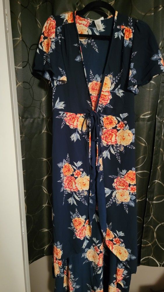 Navy Blue Flora Sundress Size Small