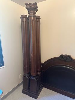 Queen Size Luxury Bed Frame w/ Tall Pillars – Solid Wood – $650 OBO