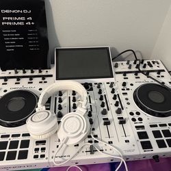 Denim DJ set up with Audio-technica headphones
