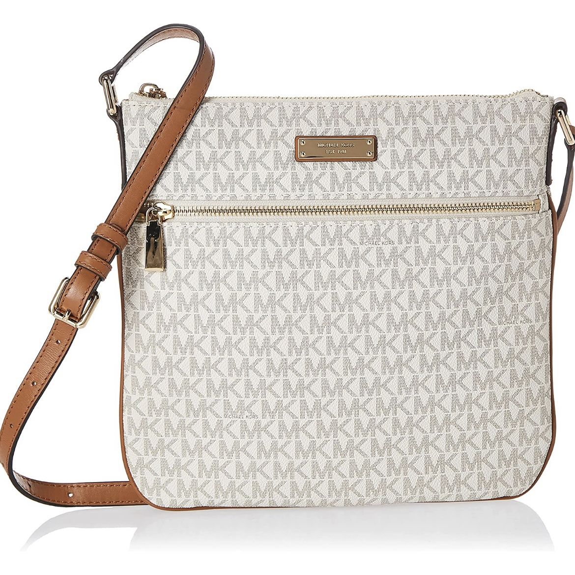 Michael Kors Bedford Signature Flat Cross-Body Bag - Vanilla