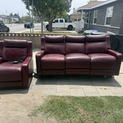 Real leather couch Recliner Chair Sofa Entertainment 
