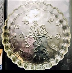 Glass torte dish Floral  Design