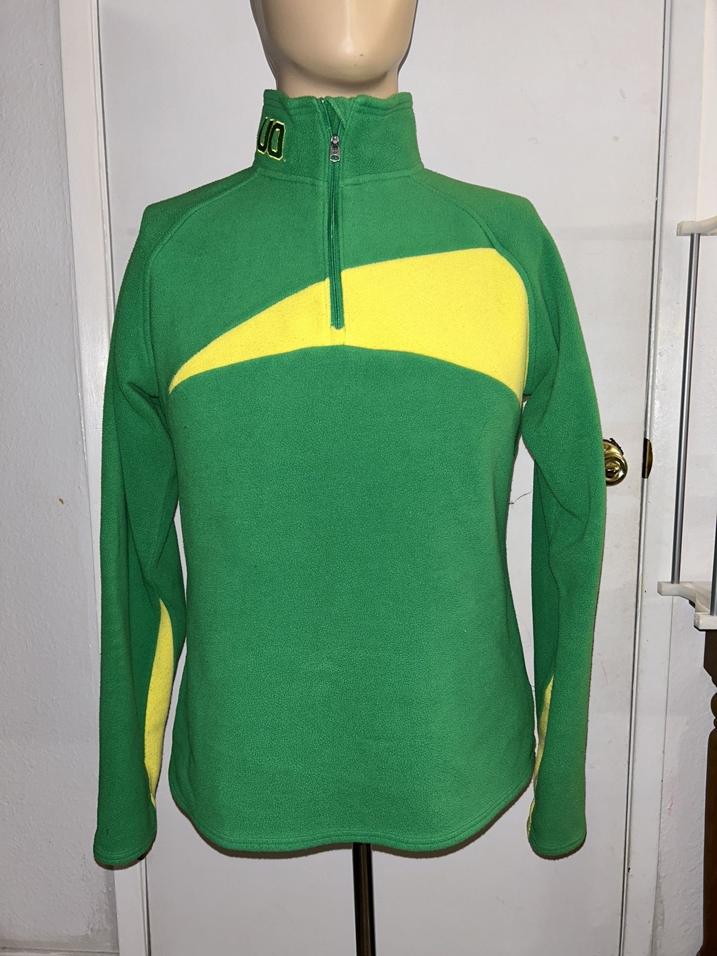 Columbia Women Pullover Fleece Jacket University Oregon Ducks Green Yellow Sz M