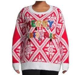 New Holiday Time Womens 1X Plus Size Christmas Sweater 16W/18W Red