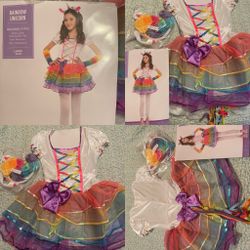 **New * Beautiful Rainbow Unicorn Young Adult Costume