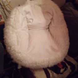 White Shag Bean Bag chair 
