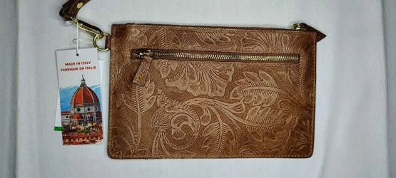 Isadora Embossed Leather Clutch Wristlet