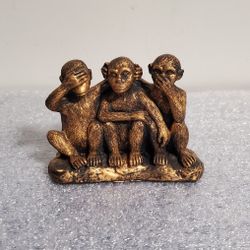 Bronze Monkey Trio Figurine