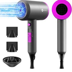 Slopehill Professional Ionic Hair Dryer, Powerful 1800W Fast Drying Low Noise Blow Dryer with 2 Concentrator Nozzle 1 Diffuser Attachments for Home Sa