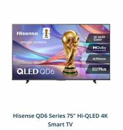 Hisense QD6 Series 75” Hi-GLED 4K Smart TV
