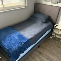 Twin Bed Tufted Button Modern Design With Mattress 