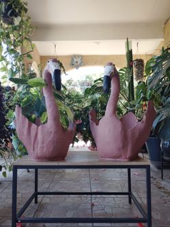 Cement Flamingo Planter Set of 2