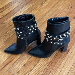 Black Boots With Gold Colored Studs 