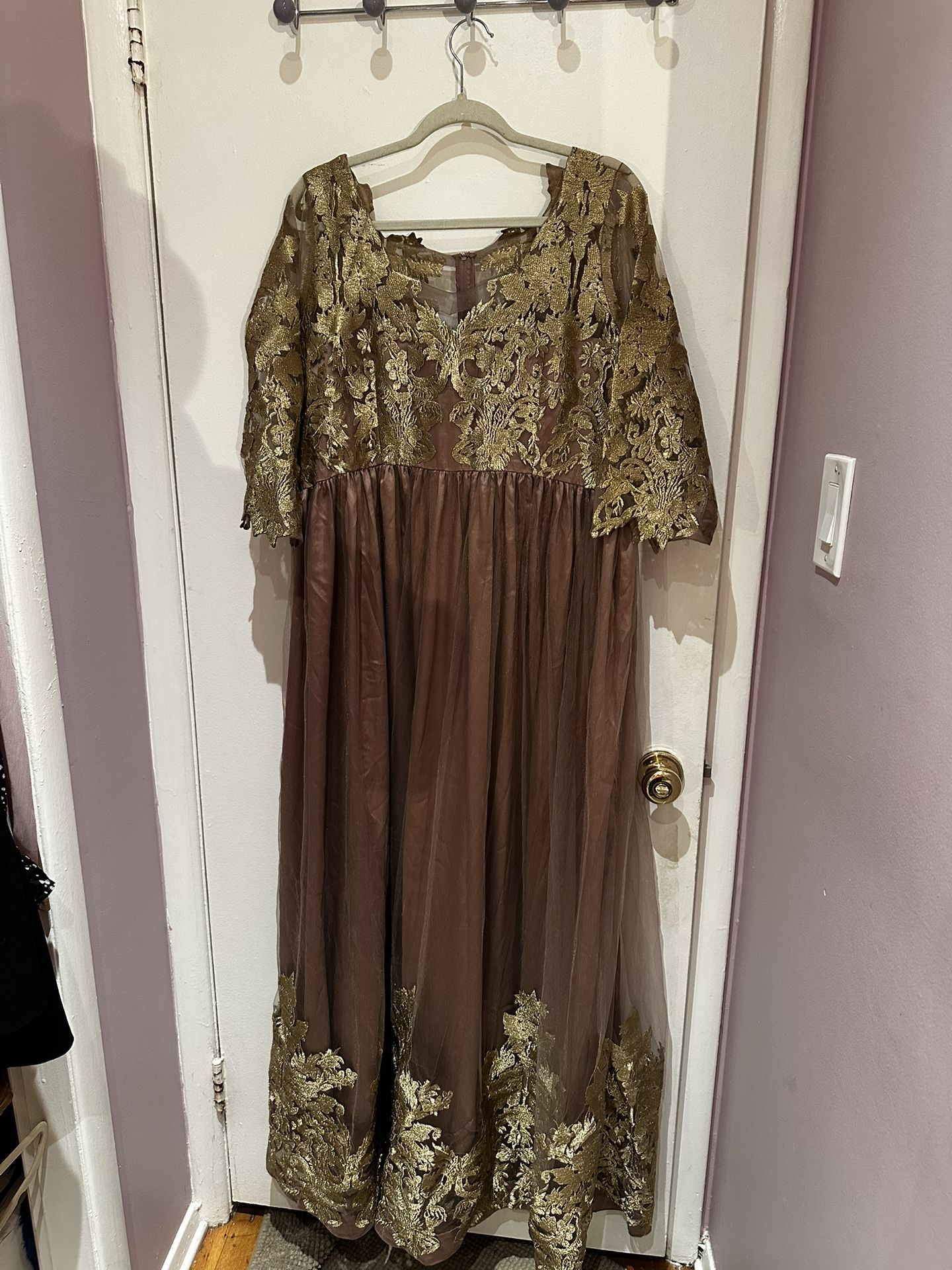 Rosie Pink Copper Dress With Gold Work Size Xl/Xxl