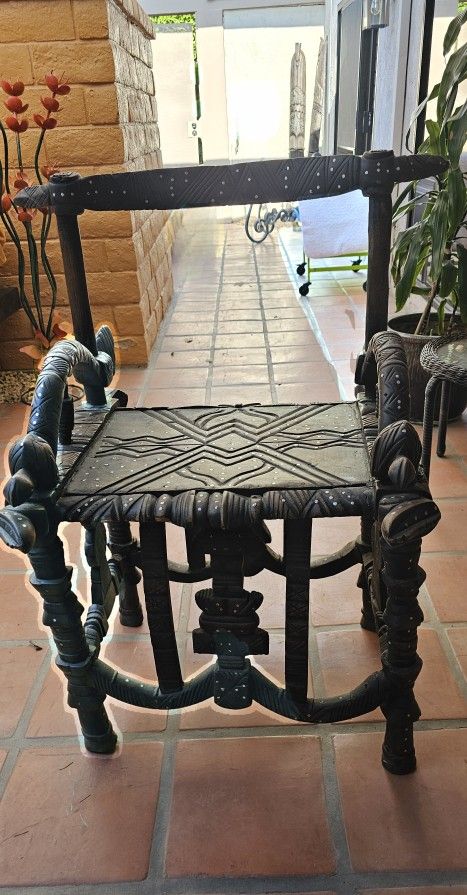 Authentic African Throne, Vintage Royal Chair