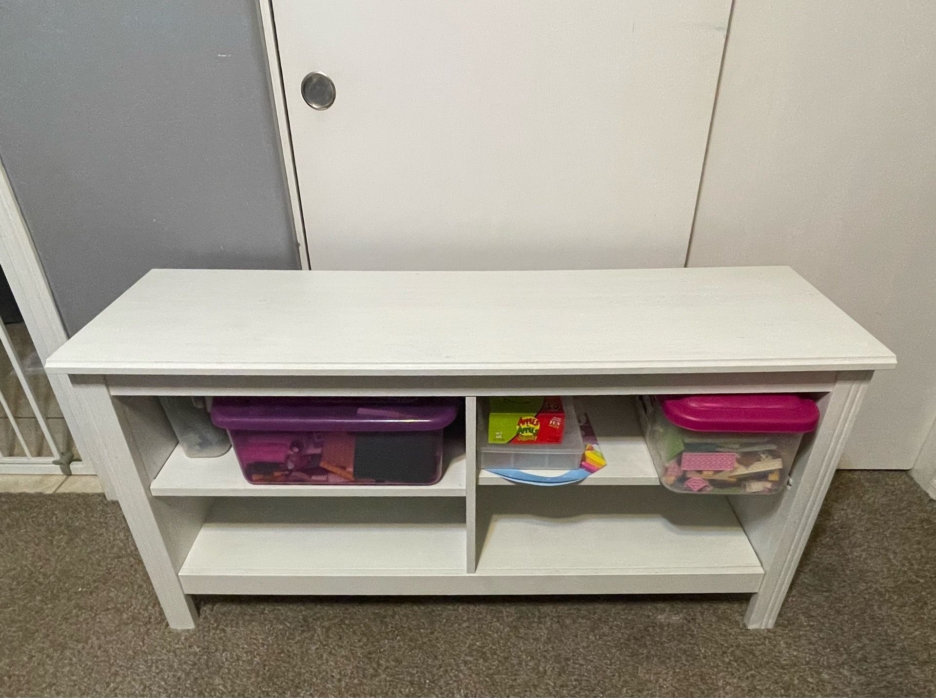 White TV Stand Shelves Storage Super Great Condition