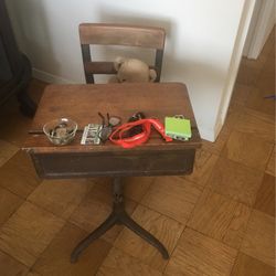 Childs Desk And Chair  School Desk  Antique