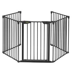 Bonnlo 122-Inch Wide Configurable Baby Gate Fireplace Safety Fence/Guard Adjustable 5-Panel Metal Play Yard