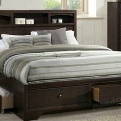 Brand new dark merlot queen storage bed frame with 4 drawers
