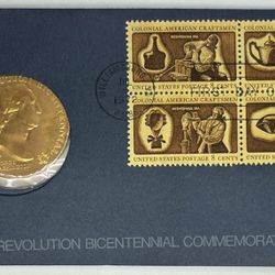1976 Bicentennial American Revolution United States Mint Medal Coin Stamp 