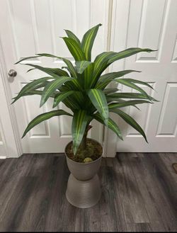 Handmade 4.3ft Faux Dracaena Tree Striped Leaf Planter Decor