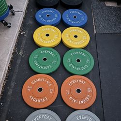 370lb Olympic Bumper Plate Set Weights 