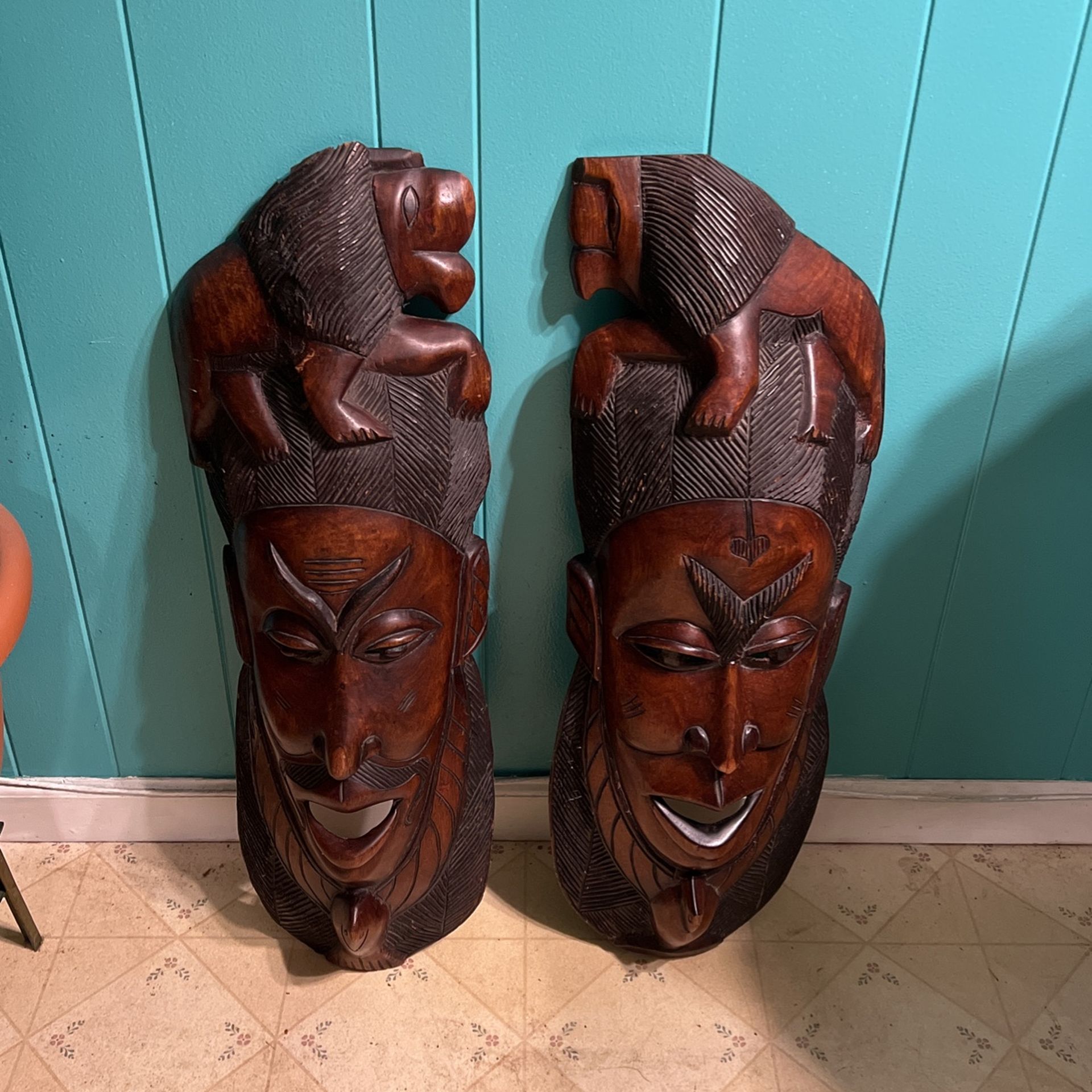 Pair Of  Large African Mask.