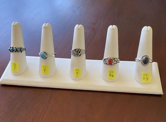 Sterling Silver Ring, Turquoise, Coral, Moonstone