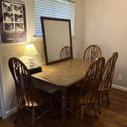 solid wood dining table & four chairs set