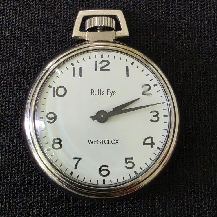 Vintage Westclox Bulls Eye 49mm Manual Pocket Watch USA Running 