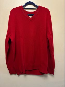 L.L.Bean Unisex Red Cashmere V-Neck Sweater Size Large