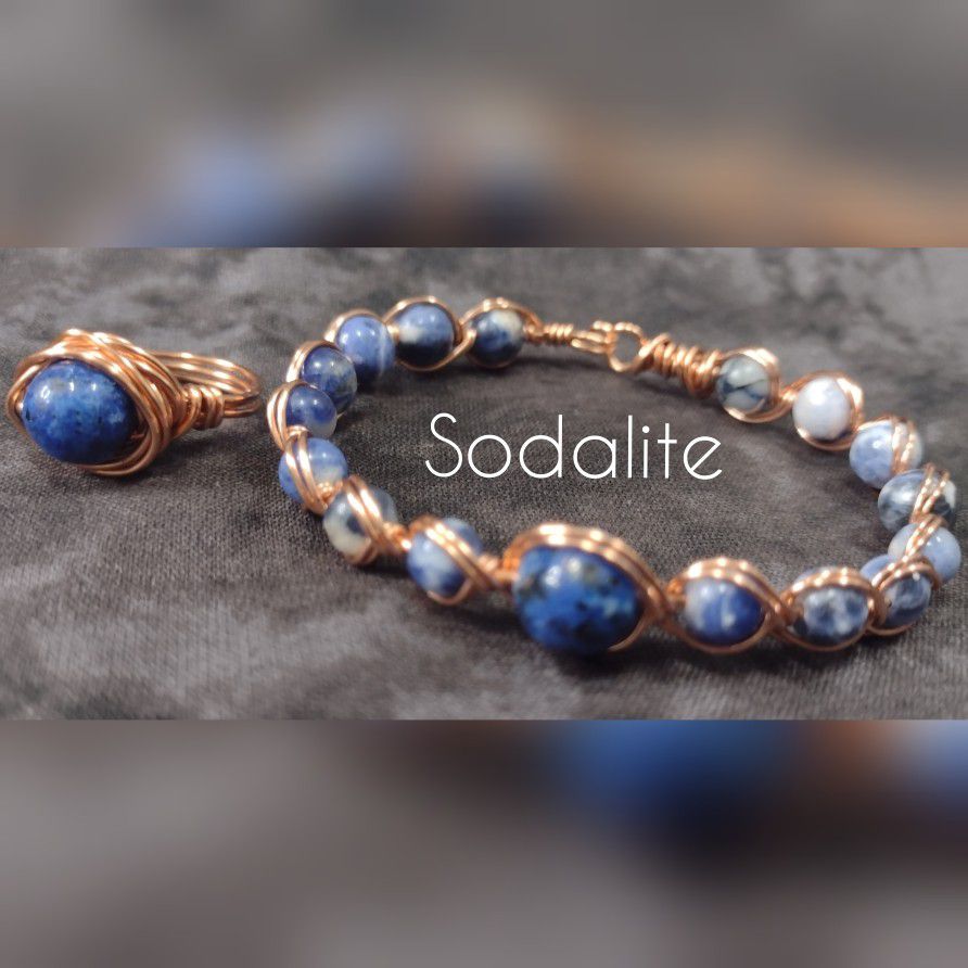 Sodalite Copper Bangle & Ring