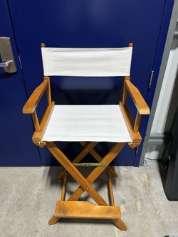 #411 24" Director's Chair Honey Oak Frame-White Canvas