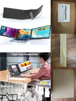 🔥 【2 x 1080p Screens 】14” Triple Laptop Screen Extender — Brand New! 🔥