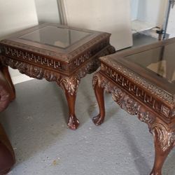 Two Wood side tables
