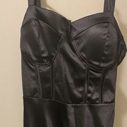 Black dress with front split on the side